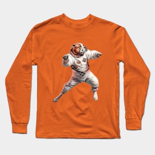 Astronaut dog fighting in space Long Sleeve T-Shirt